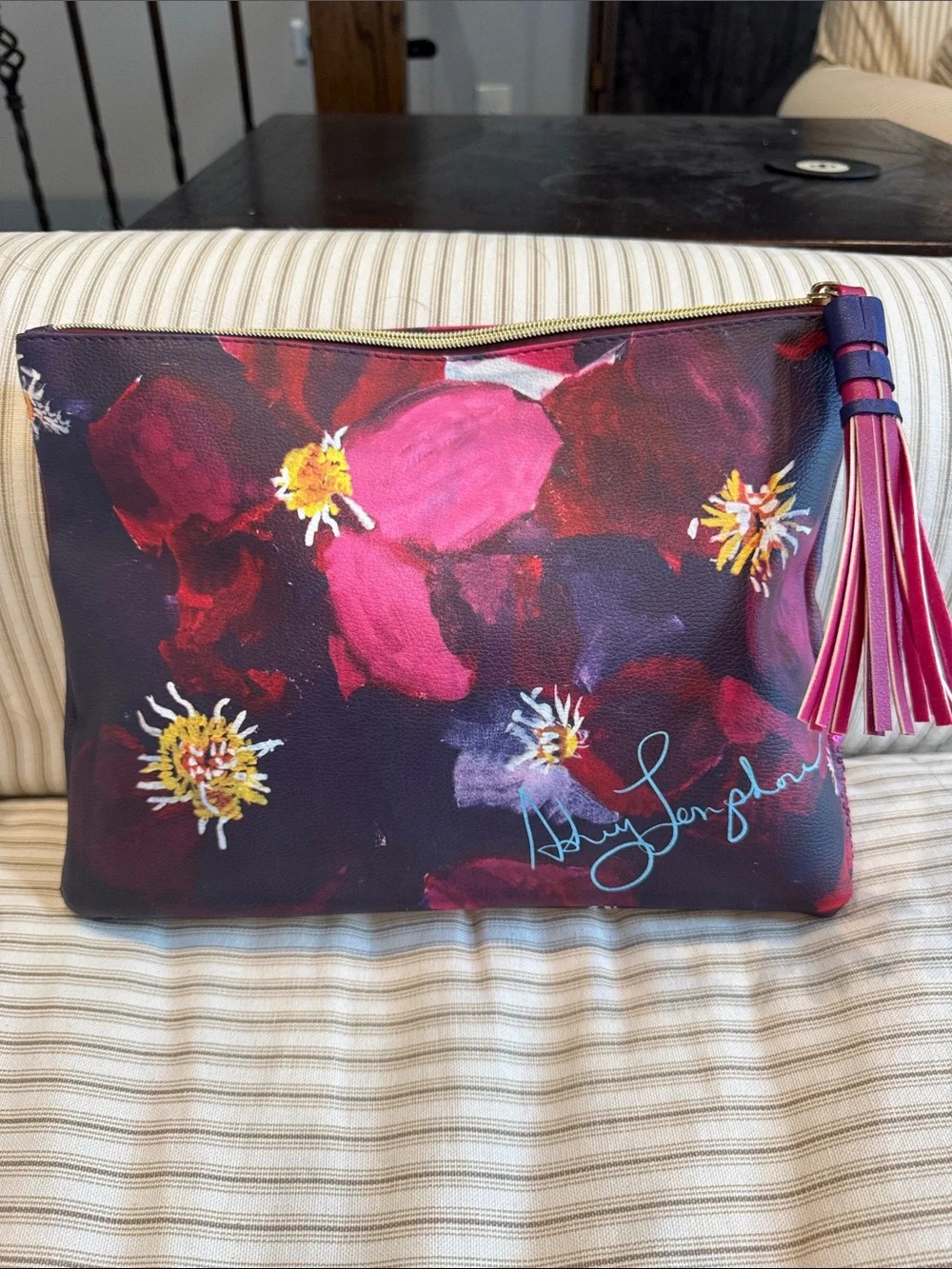 Ashley langshore x bergdorf Goodman floral cosmetic makeup pouch